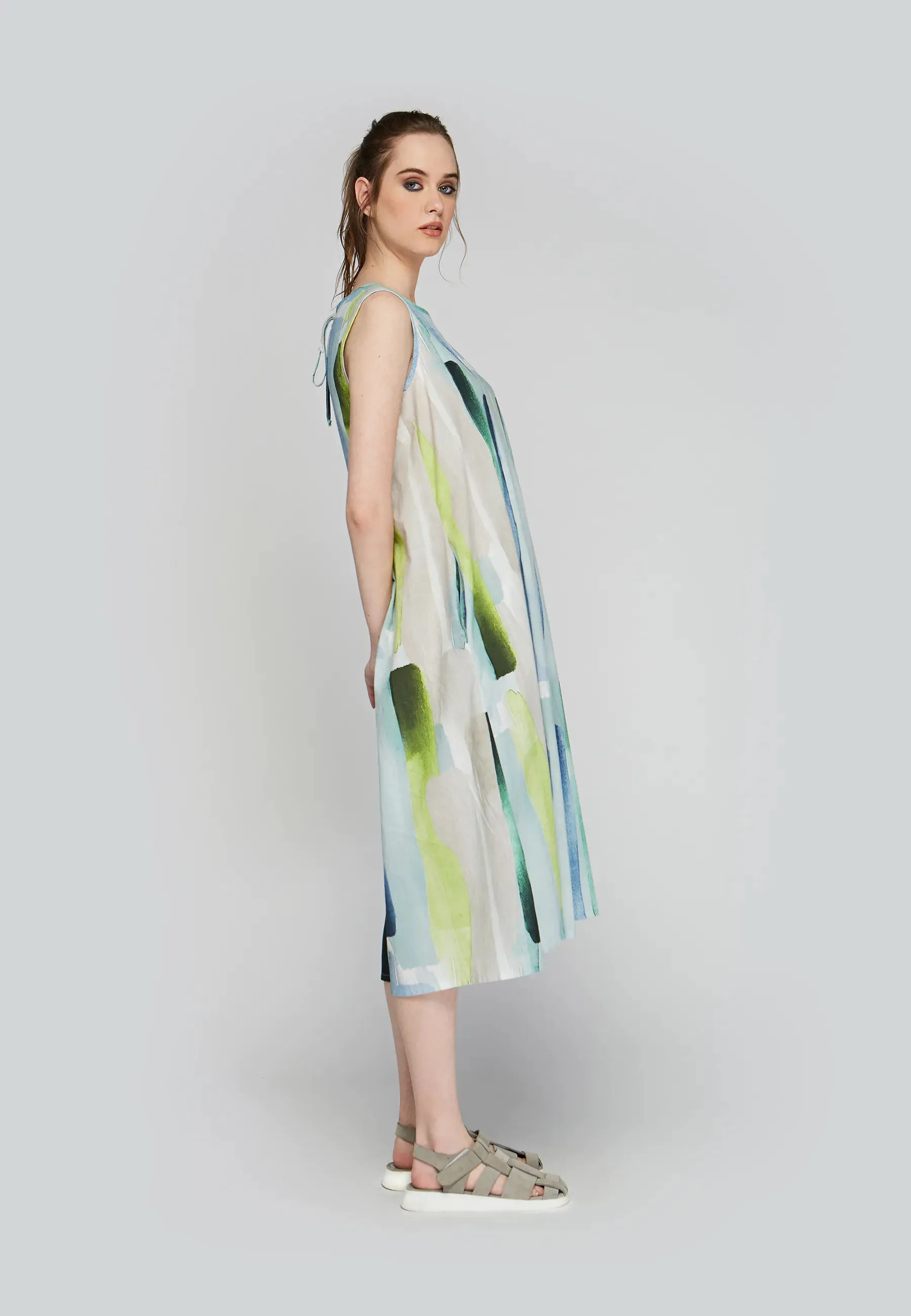 MARIPOSA Mid-length, printed, thin cotton dress
