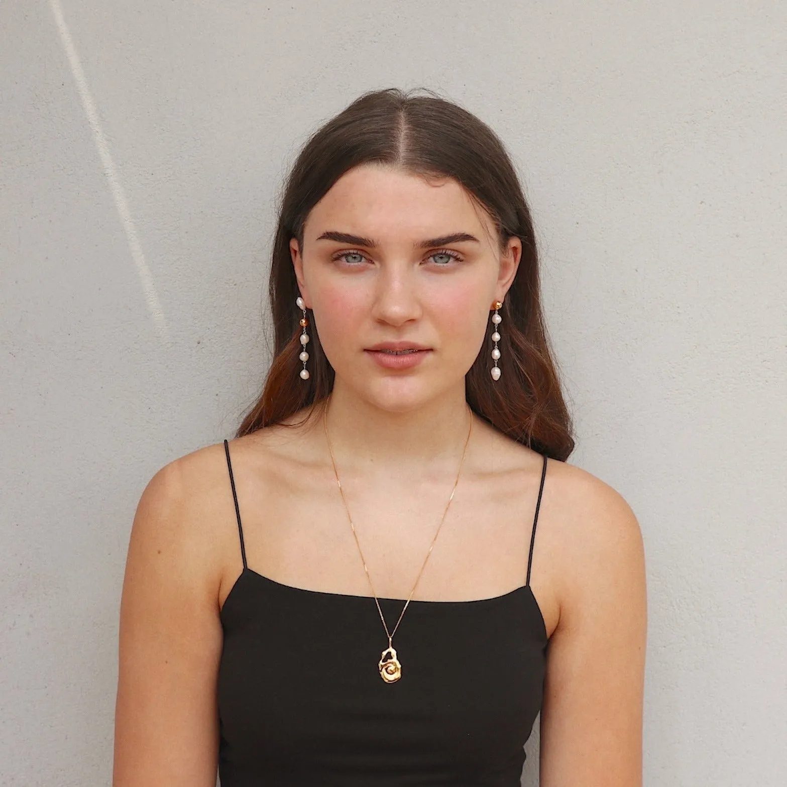 'Martha' Mismatched Drop Pearl Earrings