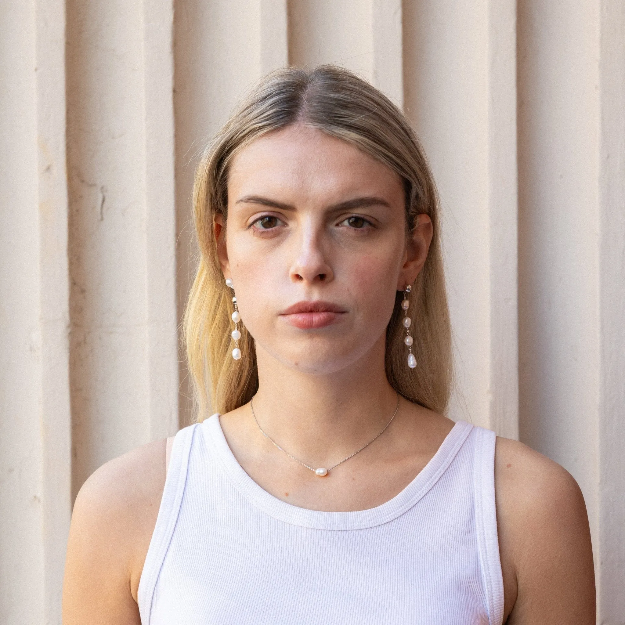 'Martha' Mismatched Drop Pearl Earrings