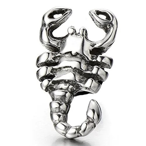 Mens Scorpion King Stud Earrings in Stainless Steel Gothic Biker Punk Rock, Screw Back, 2 Pcs