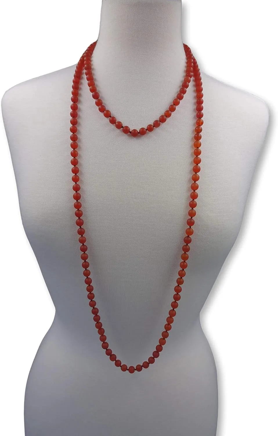 MGR MY GEMS ROCK! 8MM 60 Inch Matte-Finish Genuine Semi-Precious Stone Endless Infinity Opera Length Hand Beaded Mala Chakra Long OR Multi-Strand Multi-wrap Necklace for Women or Men.