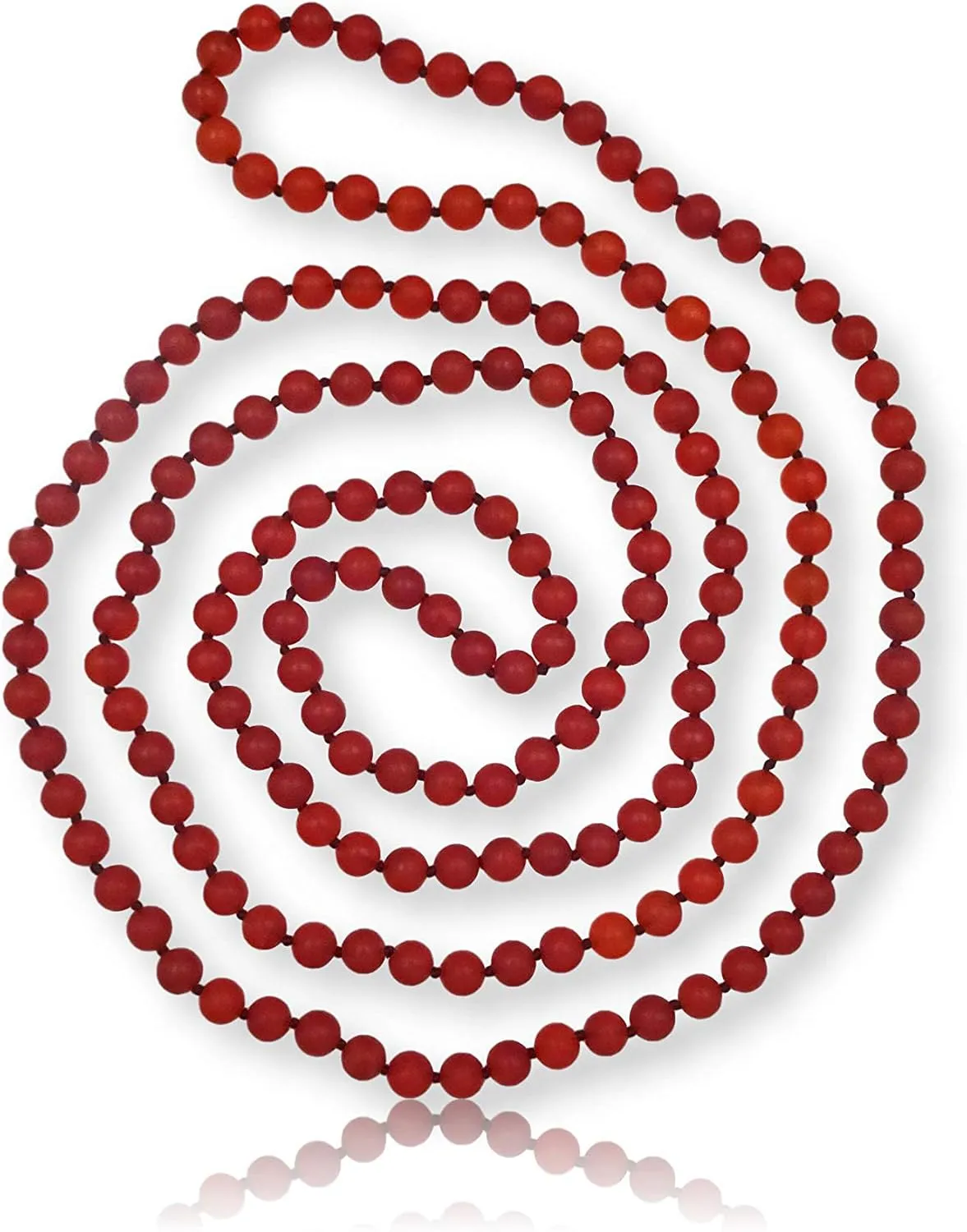 MGR MY GEMS ROCK! 8MM 60 Inch Matte-Finish Genuine Semi-Precious Stone Endless Infinity Opera Length Hand Beaded Mala Chakra Long OR Multi-Strand Multi-wrap Necklace for Women or Men.