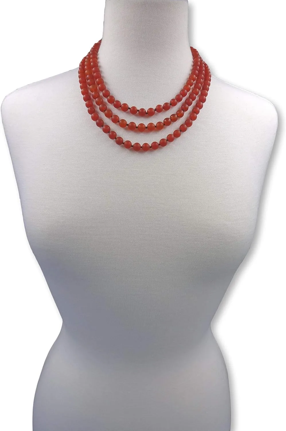 MGR MY GEMS ROCK! 8MM 60 Inch Matte-Finish Genuine Semi-Precious Stone Endless Infinity Opera Length Hand Beaded Mala Chakra Long OR Multi-Strand Multi-wrap Necklace for Women or Men.