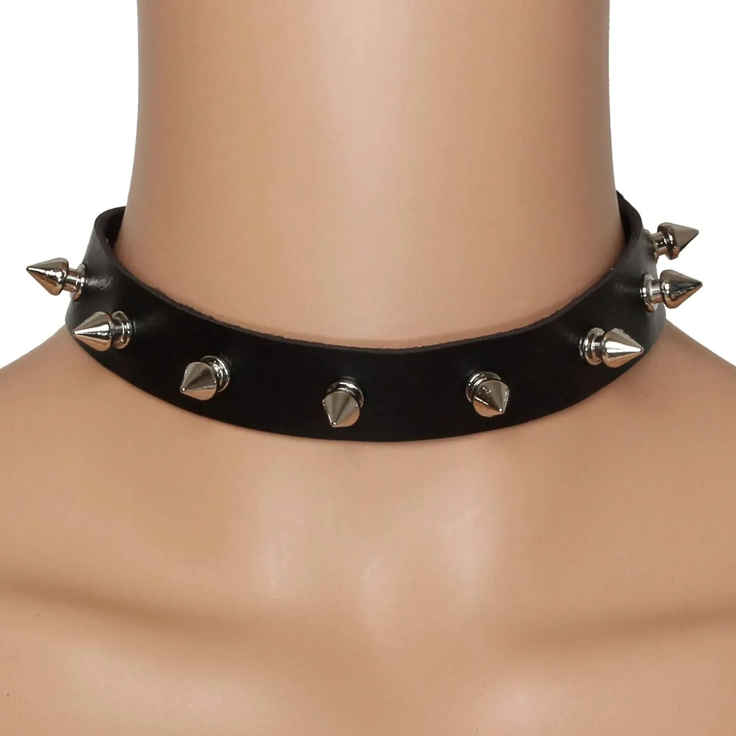 MILAKOO Women Men Cool Punk Goth Metal Spike Studded PU Leather Necklace