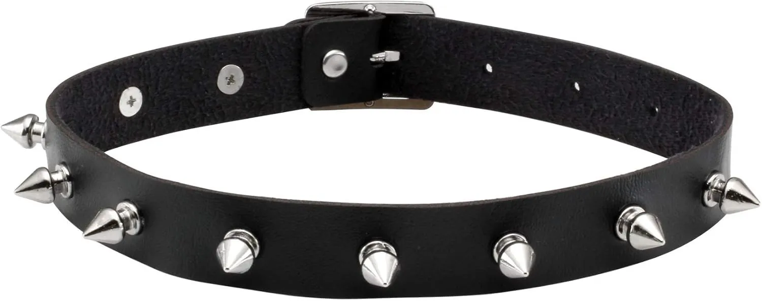 MILAKOO Women Men Cool Punk Goth Metal Spike Studded PU Leather Necklace