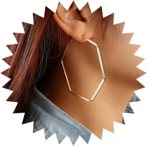Minimalist Hexagon Hoop Earrings Hollow Hexagon Dangle Earrings Large Geometric Hoop Earrings Gold Hexagon Drop Earrings Jewelry for Women