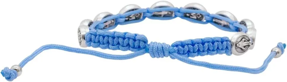 Miraculous Medal Bracelet on Woven Cord | Adjustable | Blue or Brown | Christian Jewelry | Great Catholic Gift for First Holy Communion and Confirmation | Made in Italy