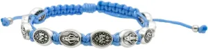 Miraculous Medal Bracelet on Woven Cord | Adjustable | Blue or Brown | Christian Jewelry | Great Catholic Gift for First Holy Communion and Confirmation | Made in Italy