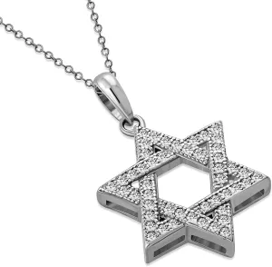 My Daily Styles 925 Sterling Silver Jewish Star of David White CZ Pendant Necklace
