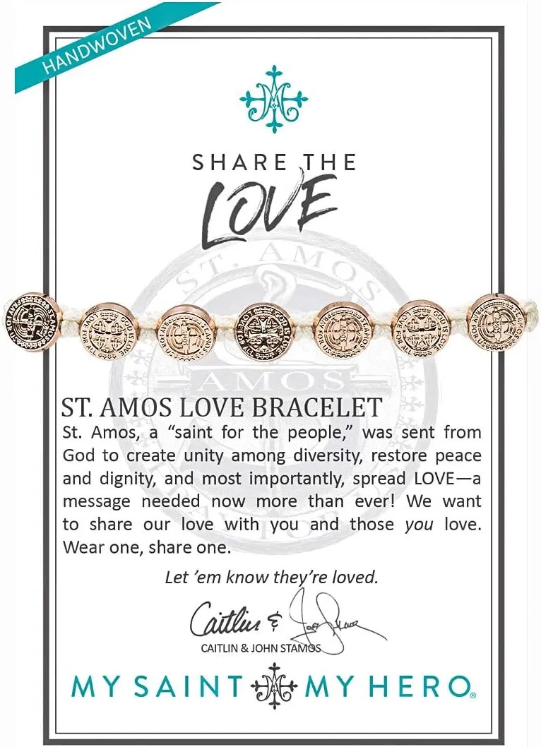 My Saint My Hero St. Amos Love Bracelet  Handwoven Blessing with Hand-Cast Italian Medals - With Loved Tag & Inspirational Card from Caitlin & John Stamos