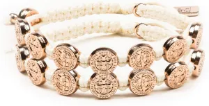 My Saint My Hero St. Amos Share the Love Bracelet Set - Rose Gold-Tone Medals on White Cording