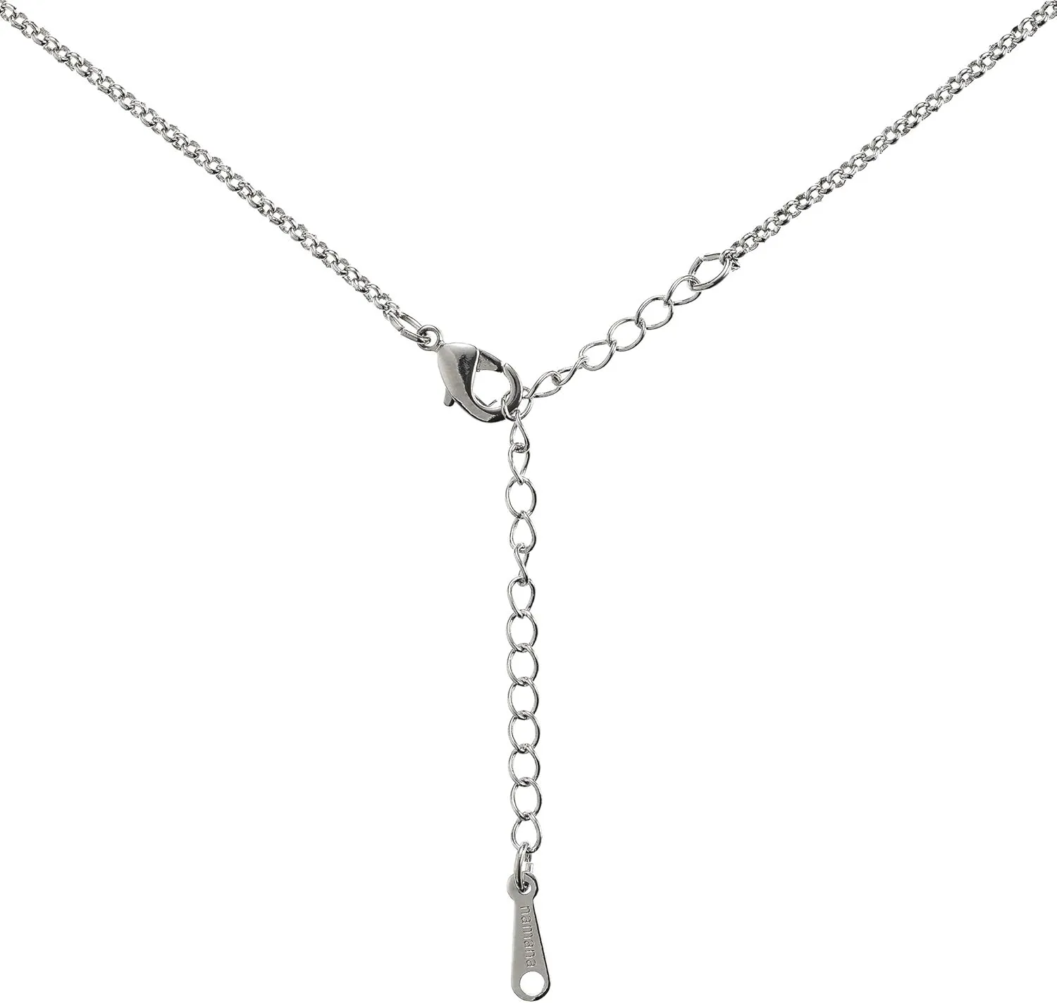 namana Trillion Pendant Necklace for Women. Triangle Halo Necklace. Fine Silver Colored or 18 Carat Rose Gold Plated Necklace on a Stone Studded Chain.