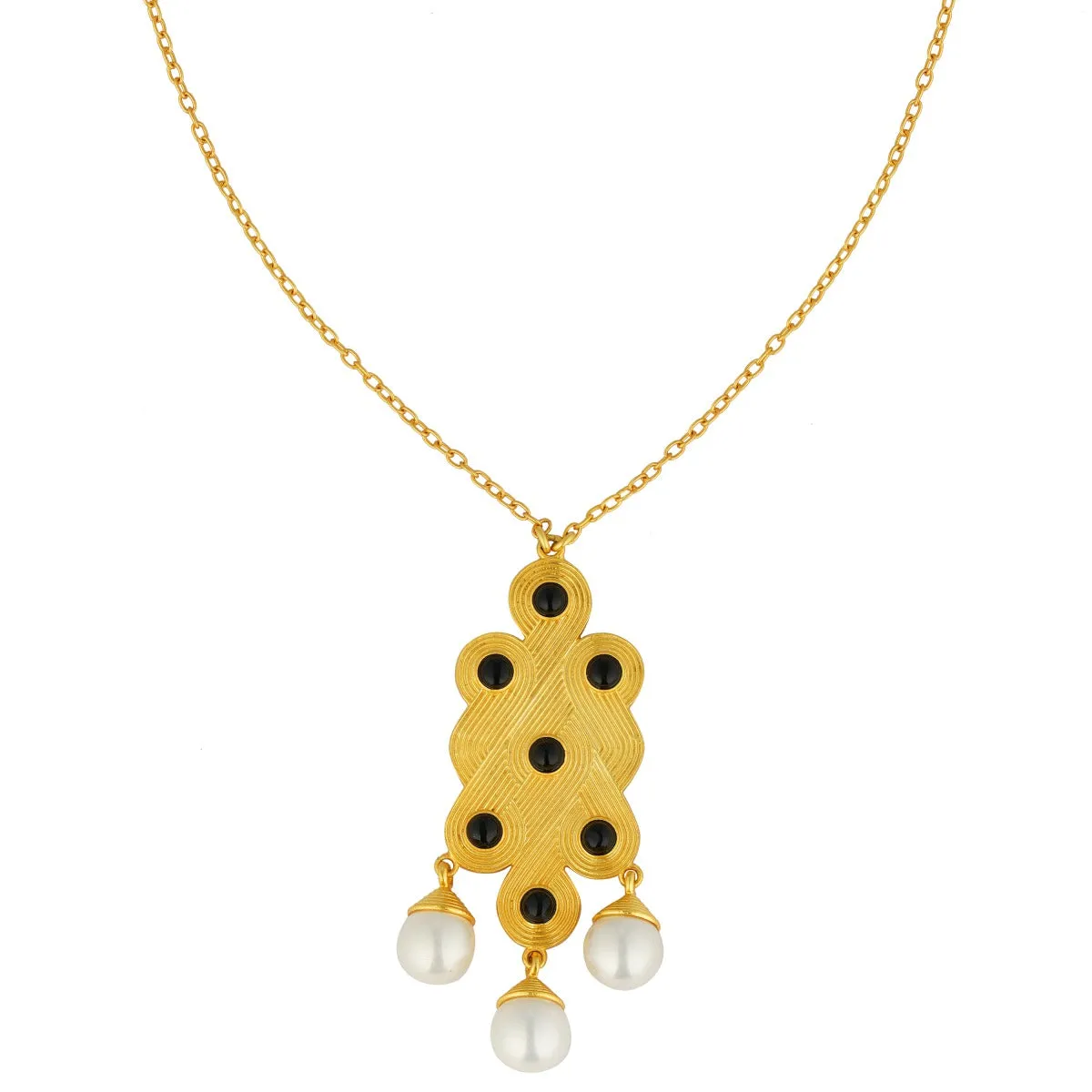 Onwards & Upwards' Black Onyx & Pearl Pendant Necklace