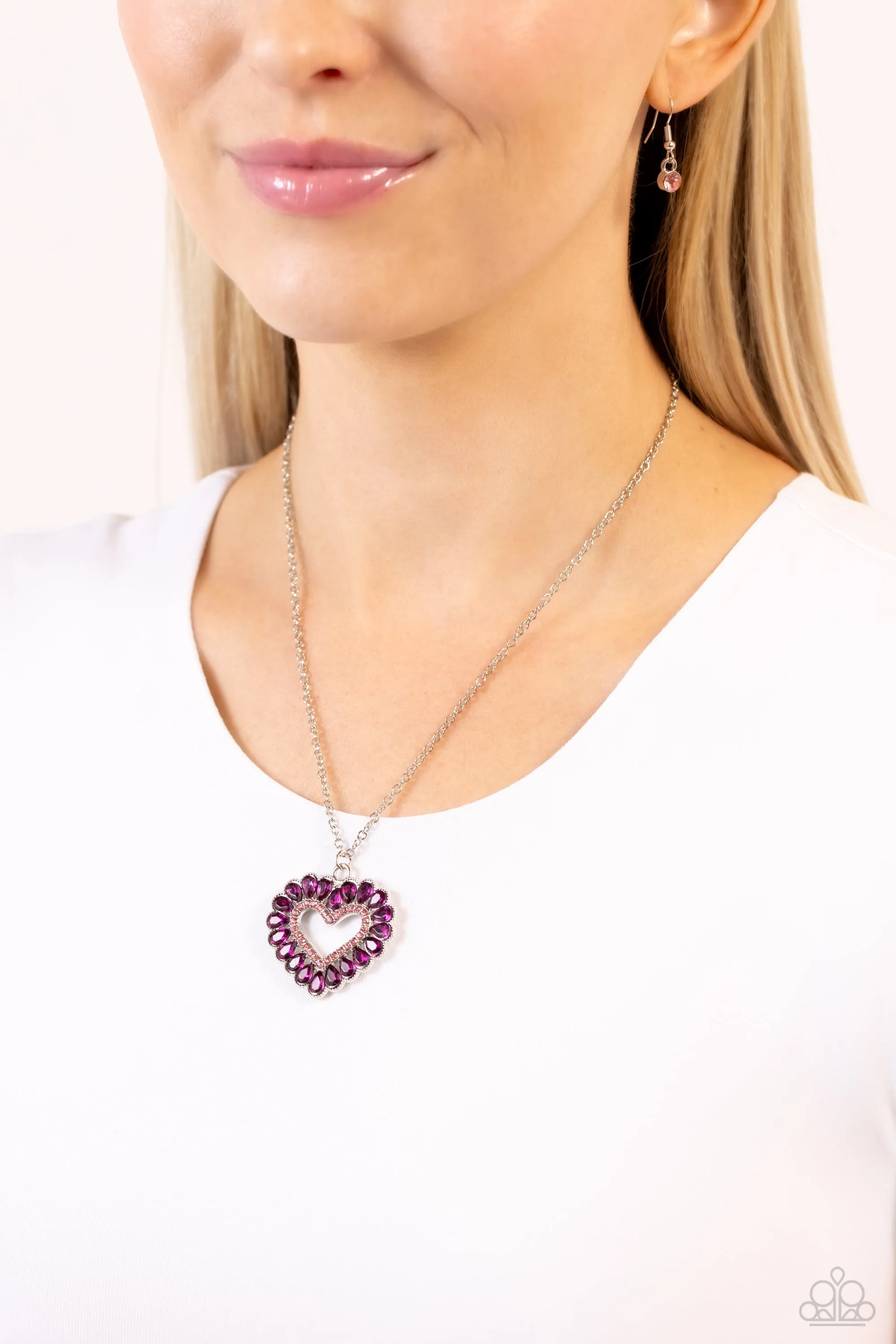 Paparazzi FLIRT No More Pink Necklace & Earring Set
