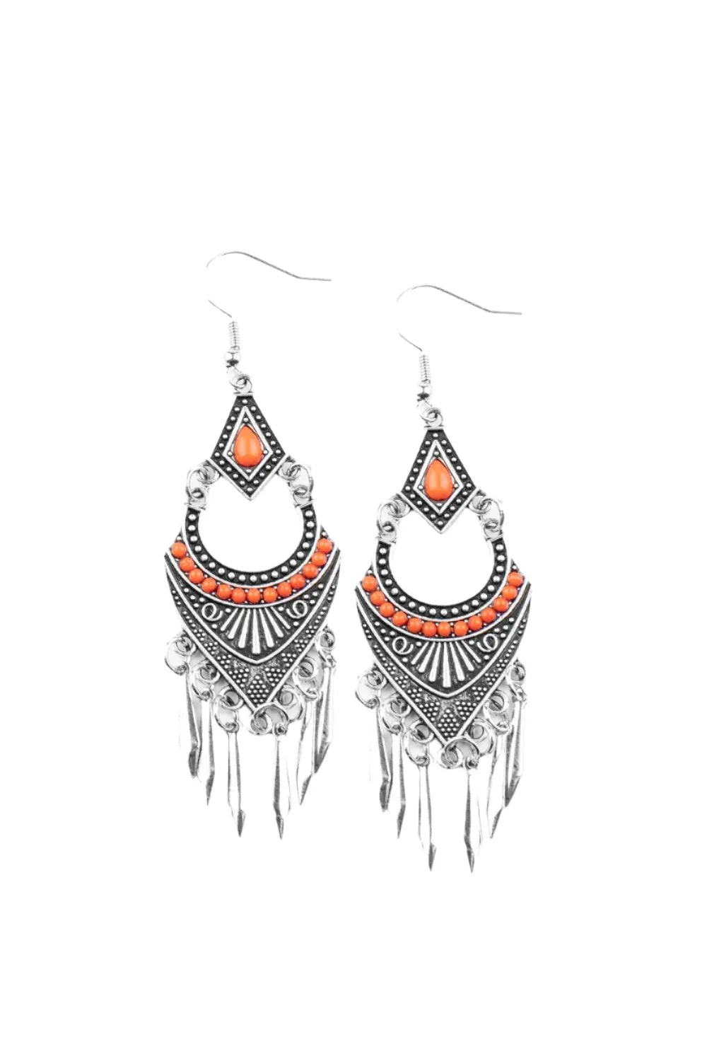 Paparazzi Trailblazer Beam Orange Earrings