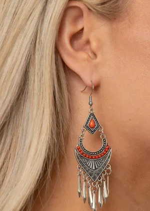 Paparazzi Trailblazer Beam Orange Earrings