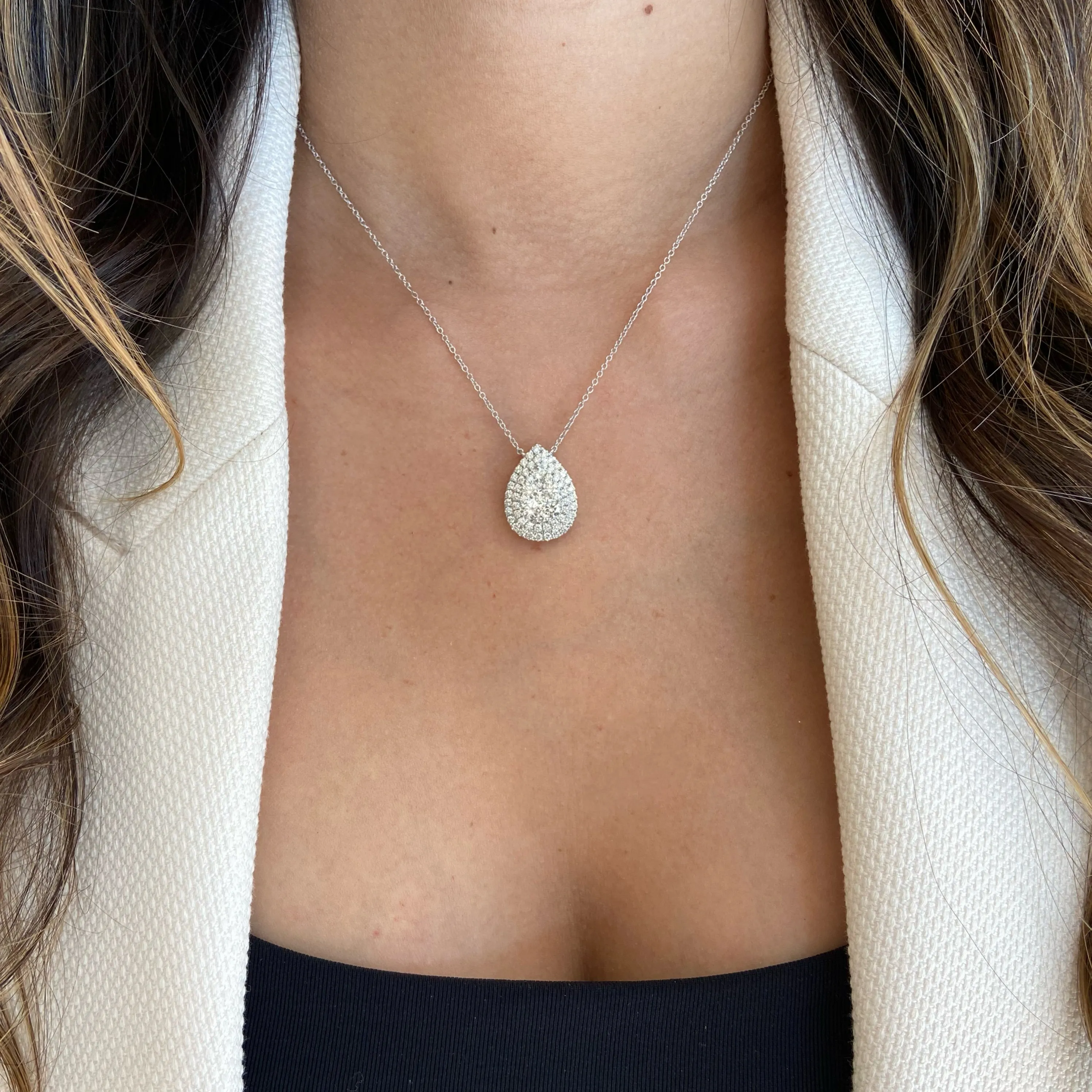 Pave Diamond Teardrop Pendant Necklace