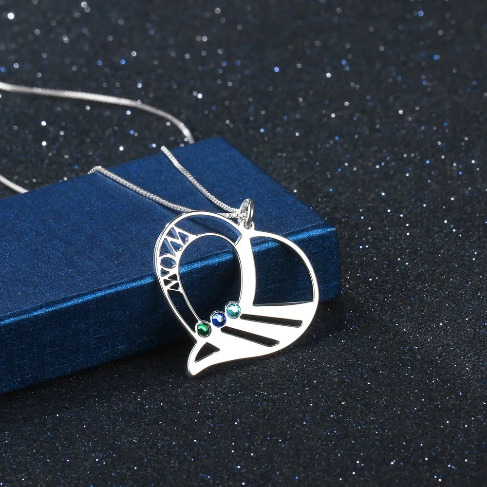Personalized 3 Birthstones Engrave Pendant