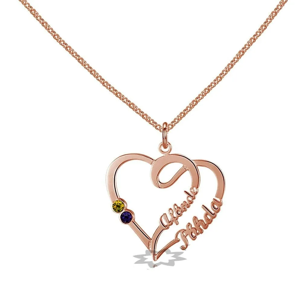 Personalized Double Heart Necklace