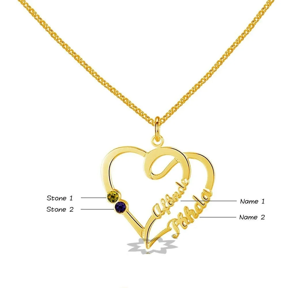 Personalized Double Heart Necklace