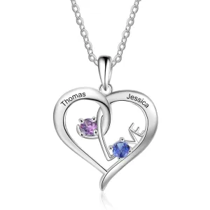 Personalized Heart-Shaped Necklace with Birthstone