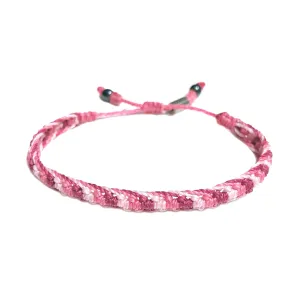 Pink Woven Bracelet Braided Rope Bracelet with Hematite Stones Drawstring Adjustable Friendship Bracelet for Custom Sized for Men Women and Kids