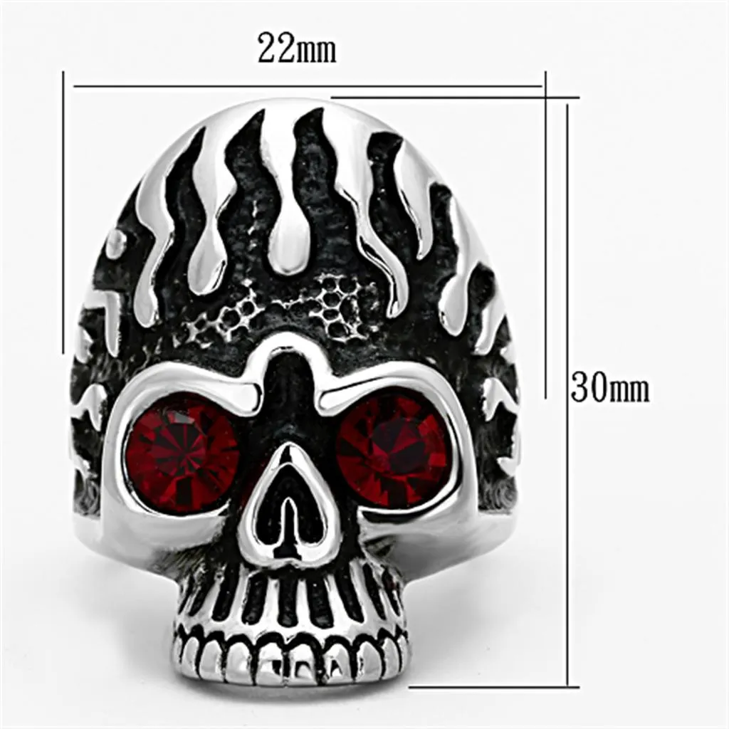 polished (no plating) Stainless Steel Ring with Top Grade Crystal in Siam for Women Style TK1354