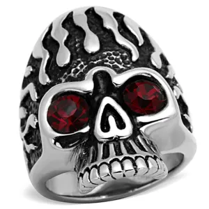 polished (no plating) Stainless Steel Ring with Top Grade Crystal in Siam for Women Style TK1354