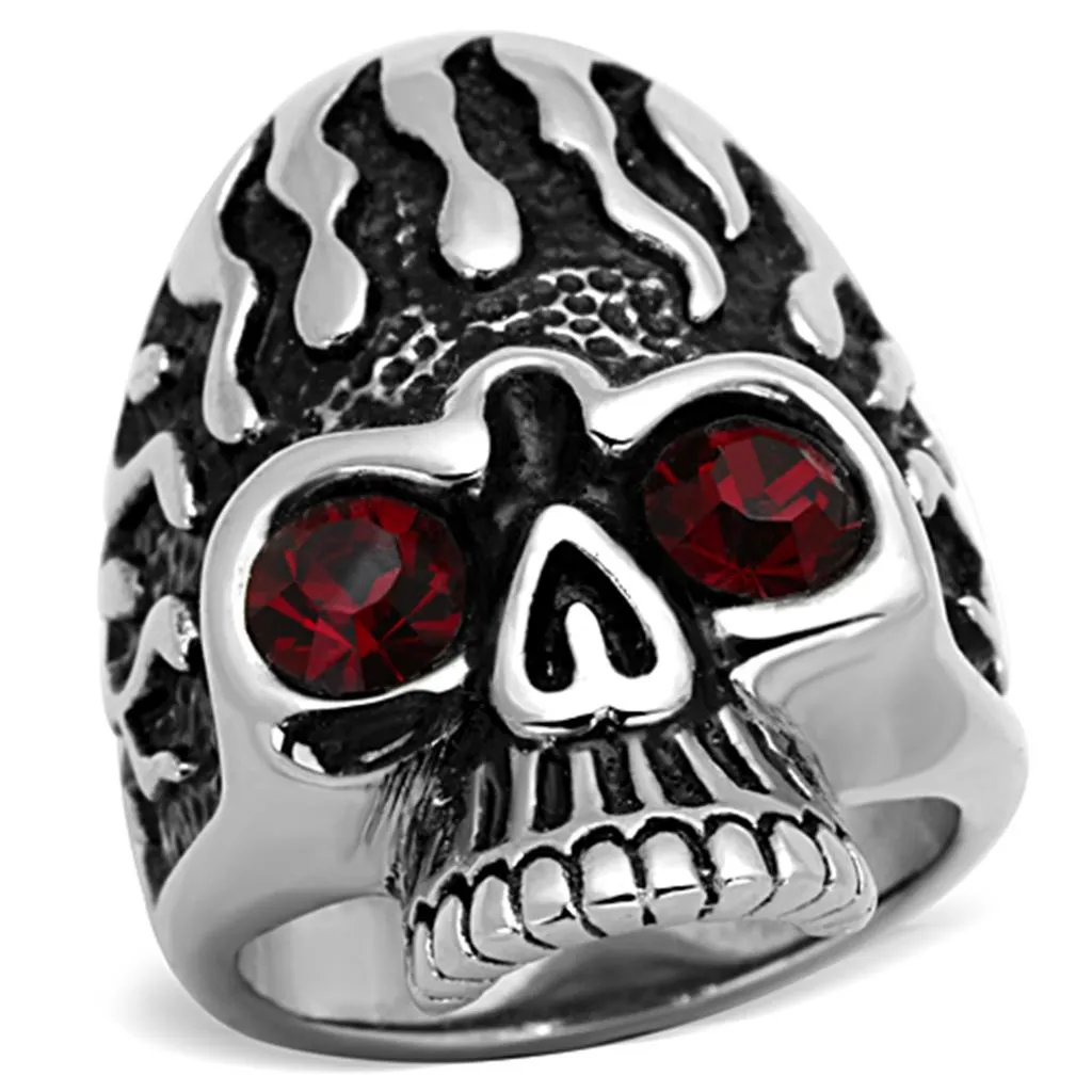 polished (no plating) Stainless Steel Ring with Top Grade Crystal in Siam for Women Style TK1354