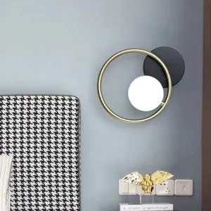Postmodern Gold and Black Ring Wall Mounted Sconce Lamp - 1-Light Metallic Fixture