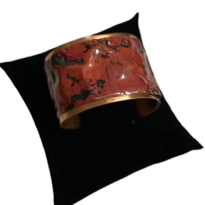 Red Fire Torched Copper Cuff Bracelet