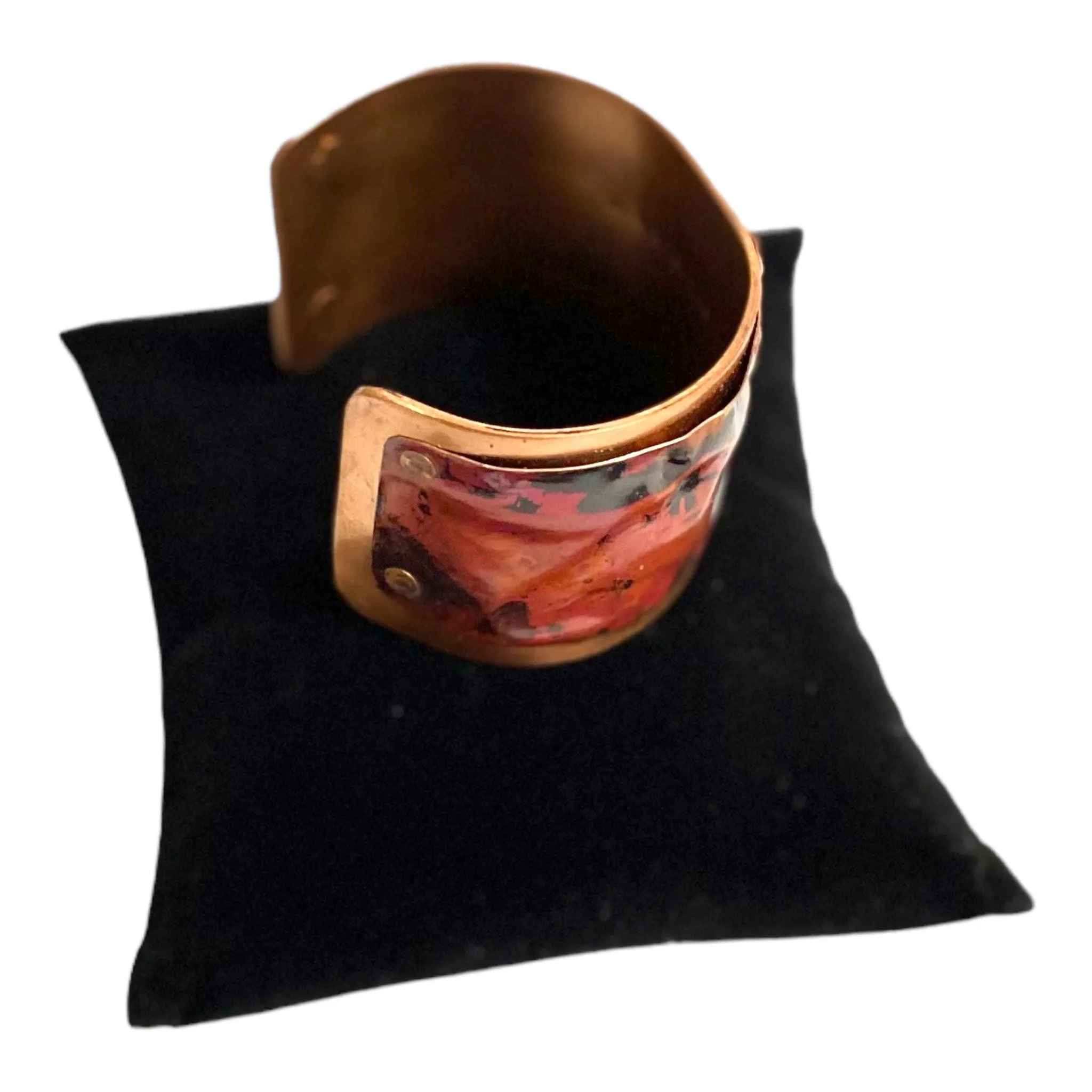 Red Fire Torched Copper Cuff Bracelet