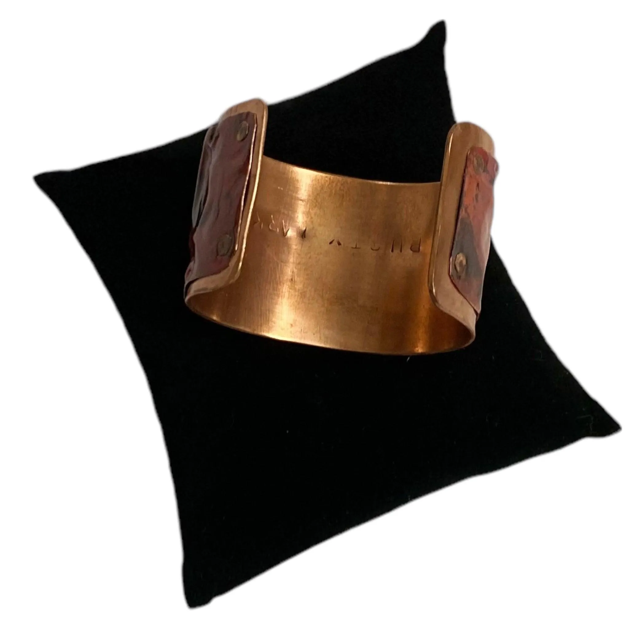 Red Fire Torched Copper Cuff Bracelet