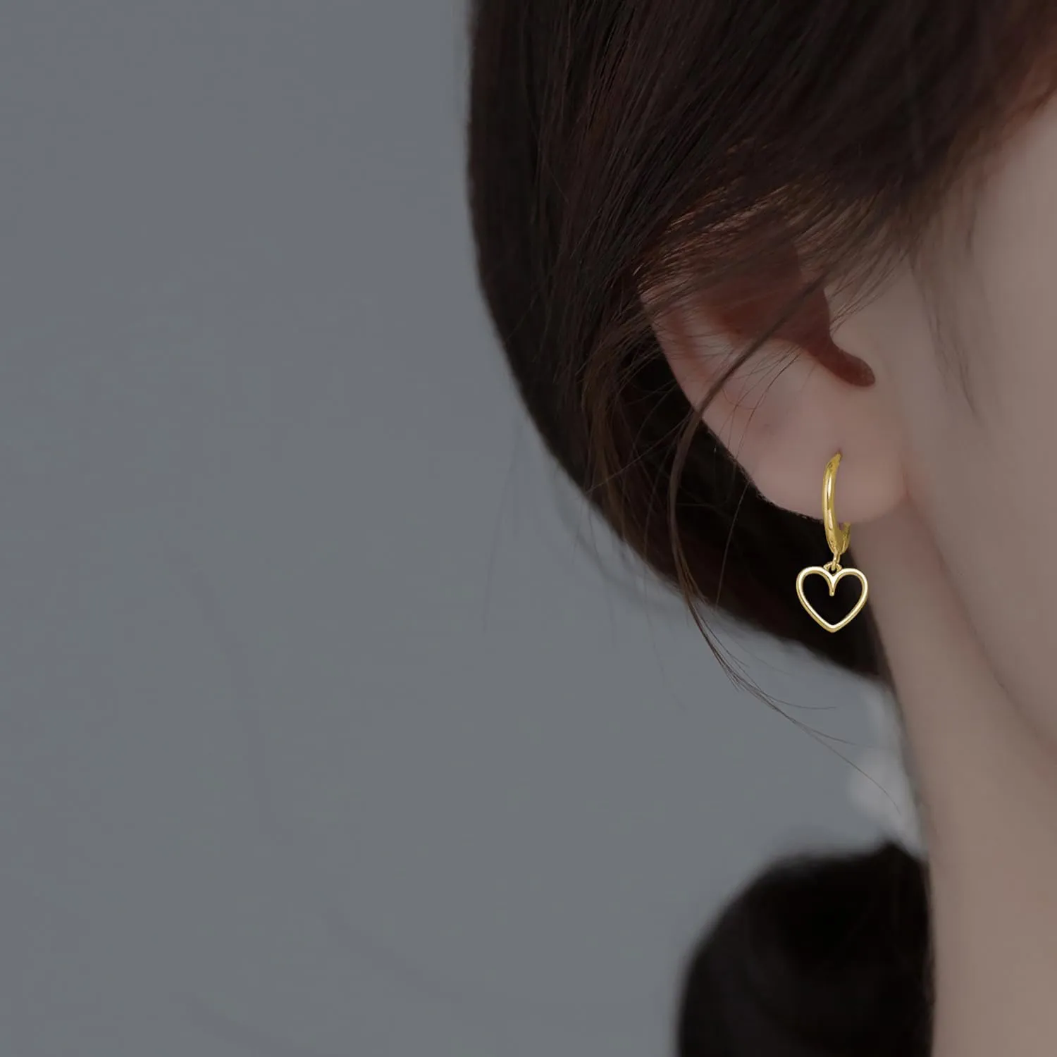 Reffeer Solid 925 Sterling Silver Heart Drop Earrings Hoop for Women Teens Heart Hoop Earrings Huggie Drop Earrings