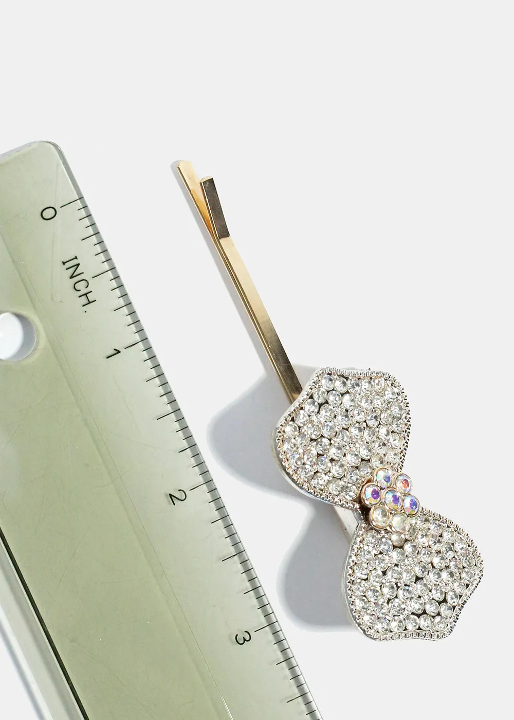 Rhinestone-Studded Bow Hair Pin