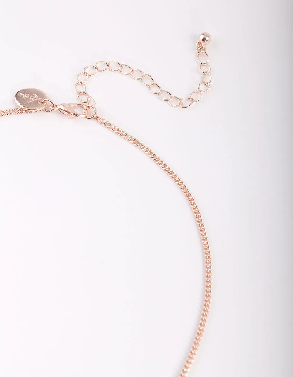 Rose Gold Acrylic & Diamante Flower Y Necklace