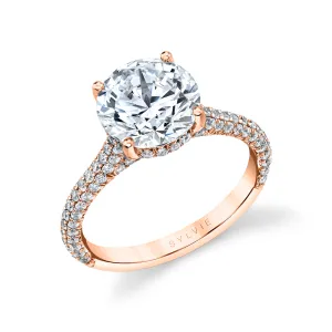 Round Cut Hidden Halo Pave Engagement Ring - Peighton 14k Gold Rose