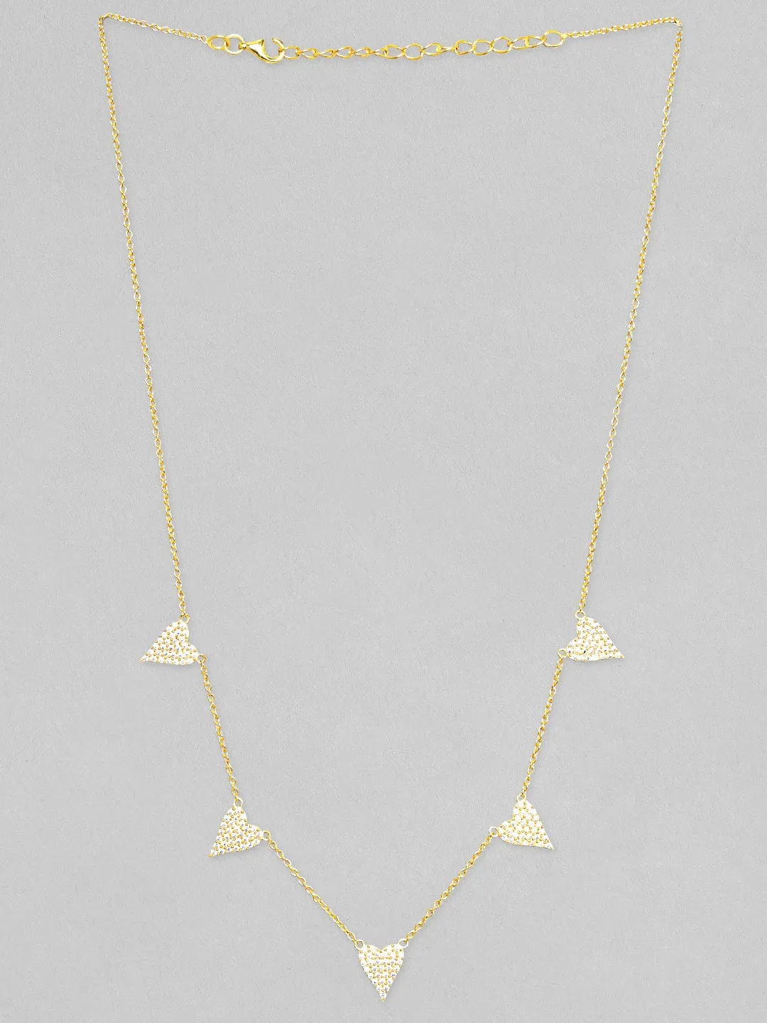 Rubans 925 Silver 18K Gold Plated Chain With Zircons Studded Multi Heart Charms Necklace