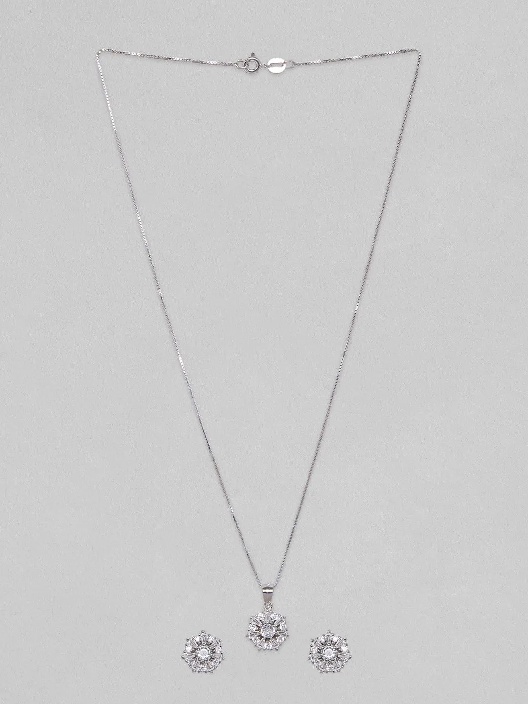 Rubans 925 Silver The Heptagon Of Zircons - Necklace Set