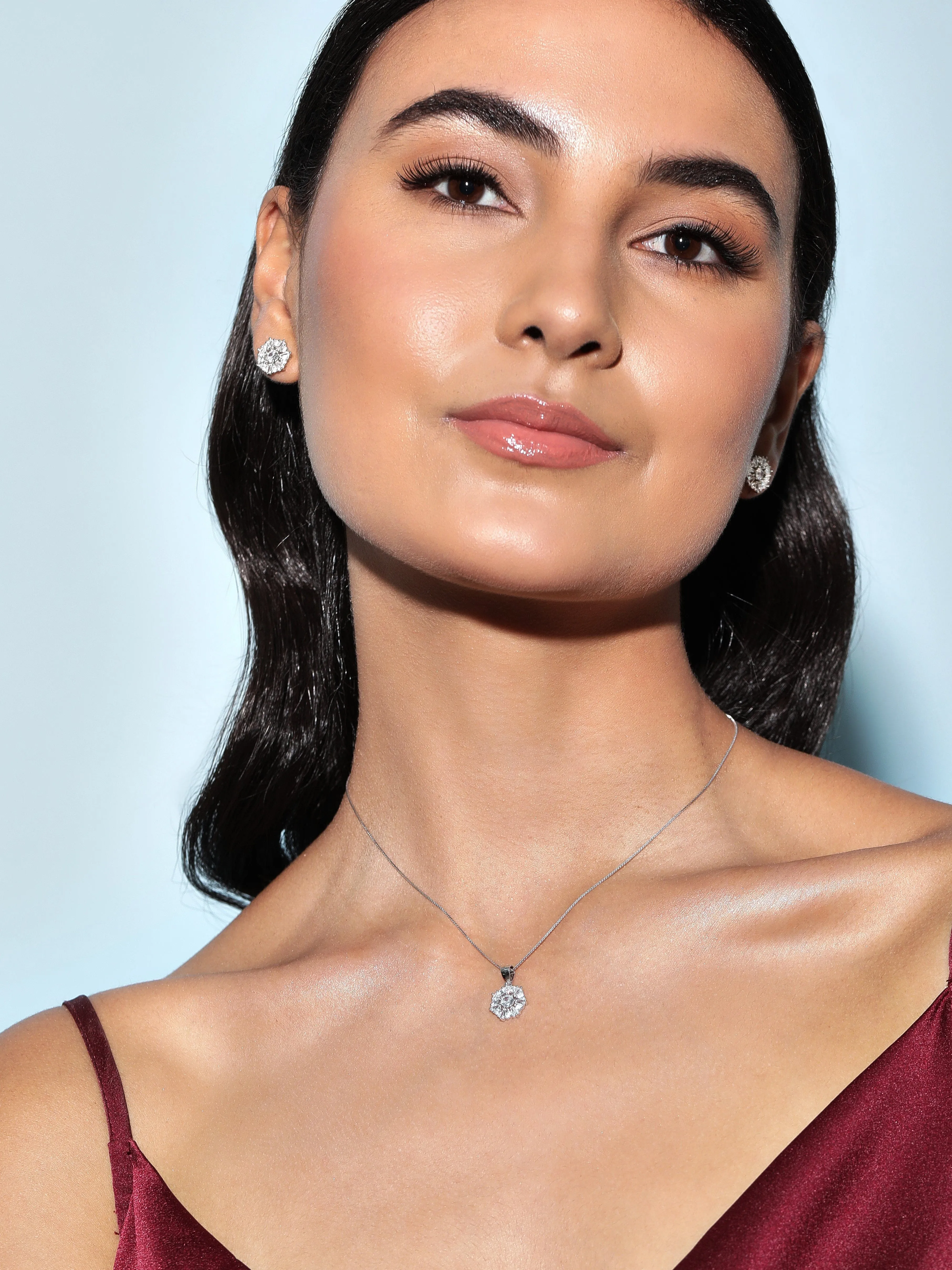 Rubans 925 Silver The Heptagon Of Zircons - Necklace Set