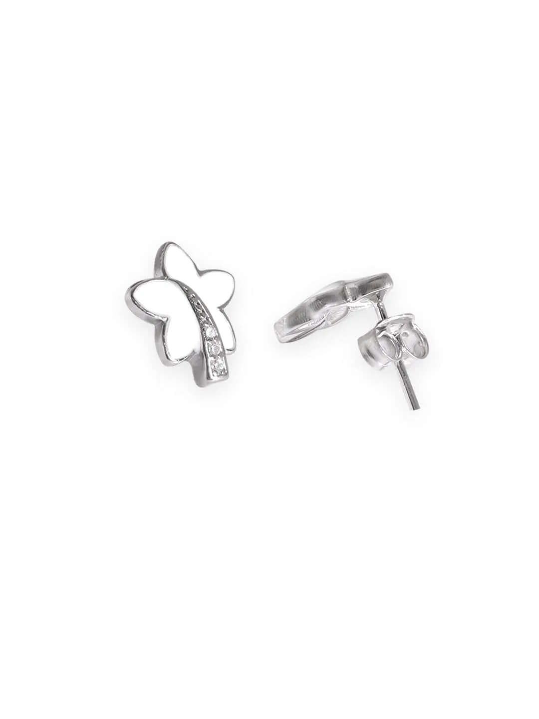 Rubans 925 Sterling Silver Leaf Pattern Stud Earrings