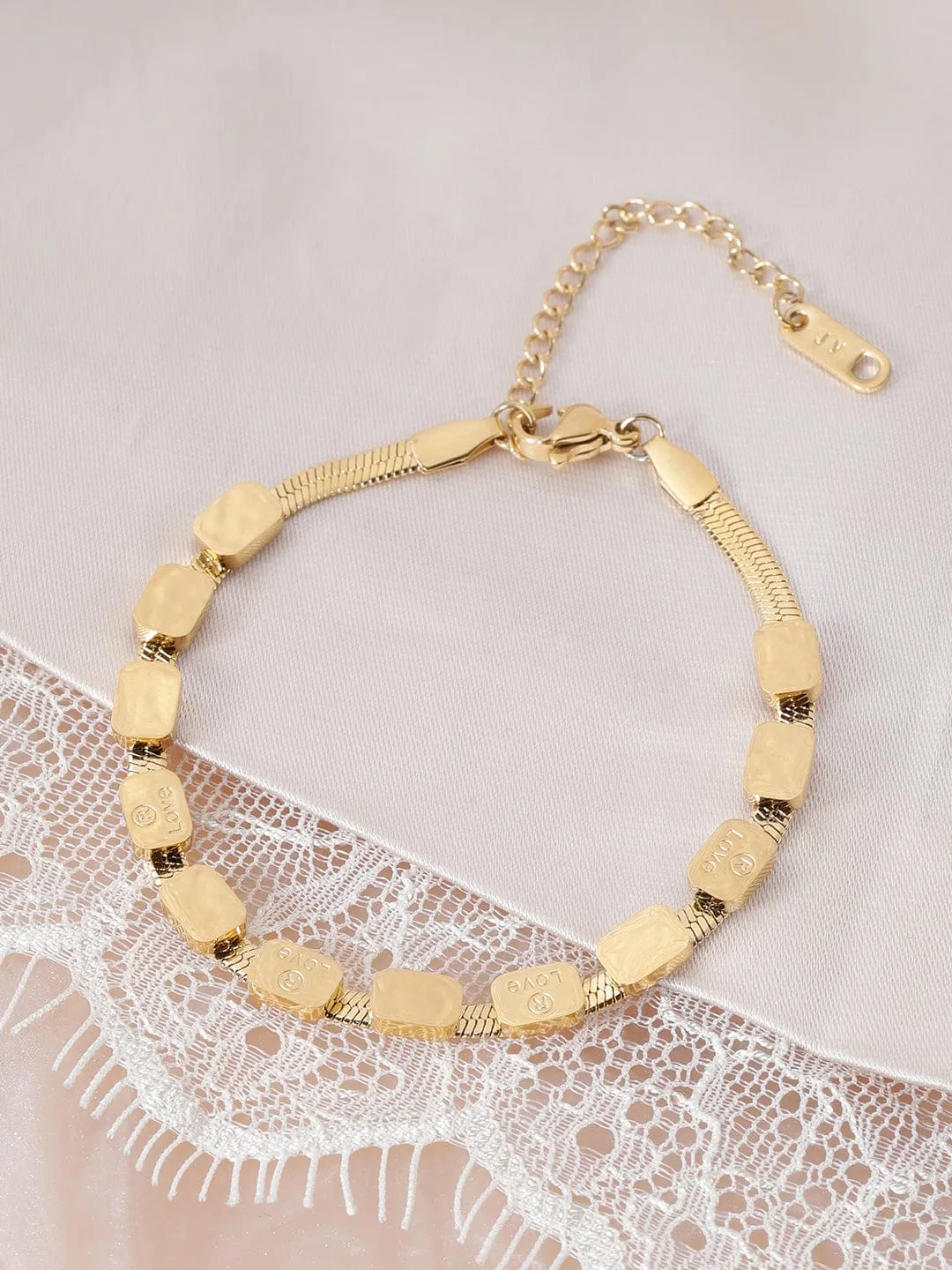 Rubans Voguish 22K Gold plated Stainless Steel Waterproof Shell Charm Tarnish free Bracelet