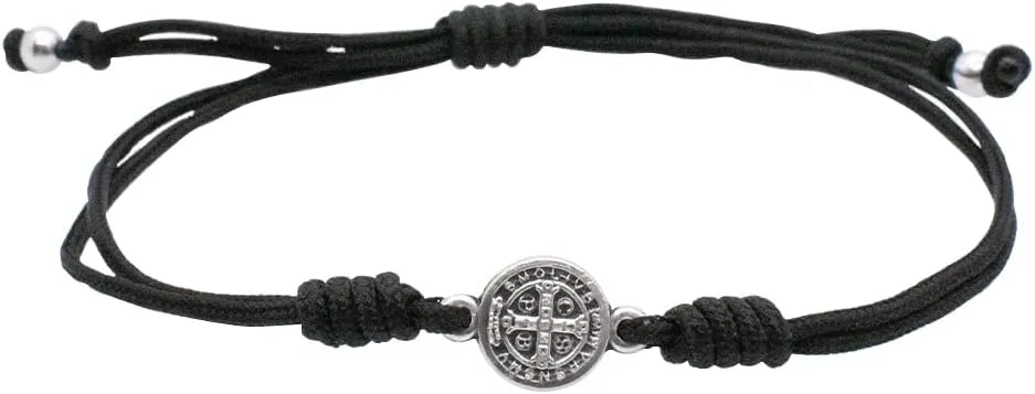 Saint Benedict Medal Bracelet with Adjustable Black Cord | Catholic Devotional Jewelry | Patron Saint of Students | Great Catholic Gift for Confirmation and Graduation