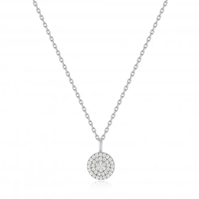 Silver Glam Disc Pendant Necklace N037-03H