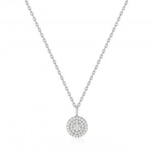 Silver Glam Disc Pendant Necklace N037-03H