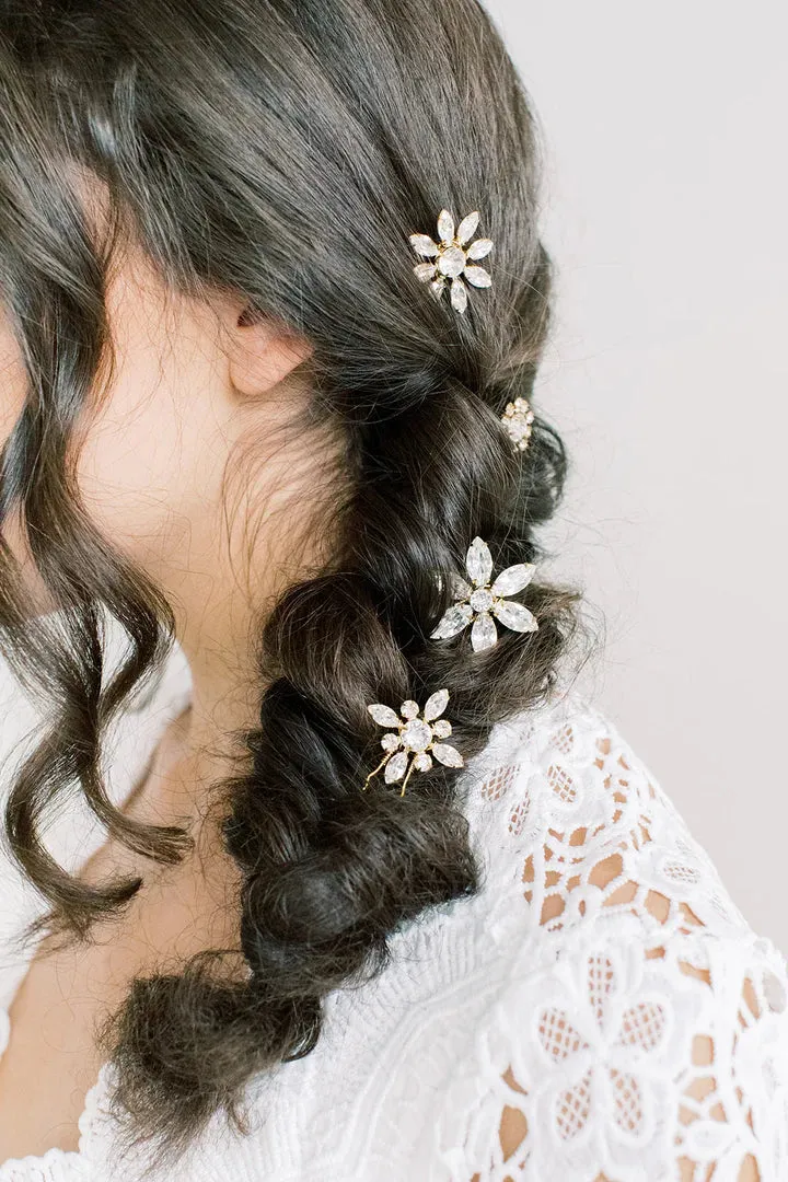 Sparkling Floral Swarovski Hairpin Set