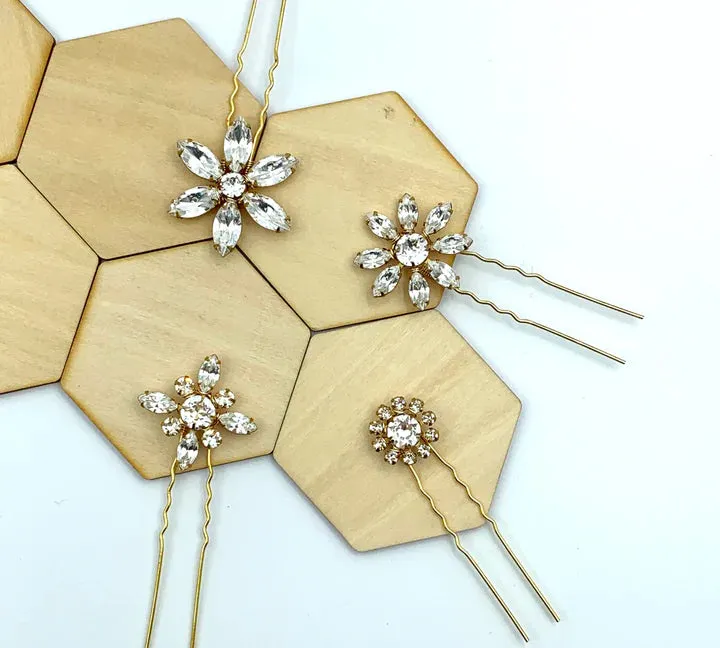 Sparkling Floral Swarovski Hairpin Set