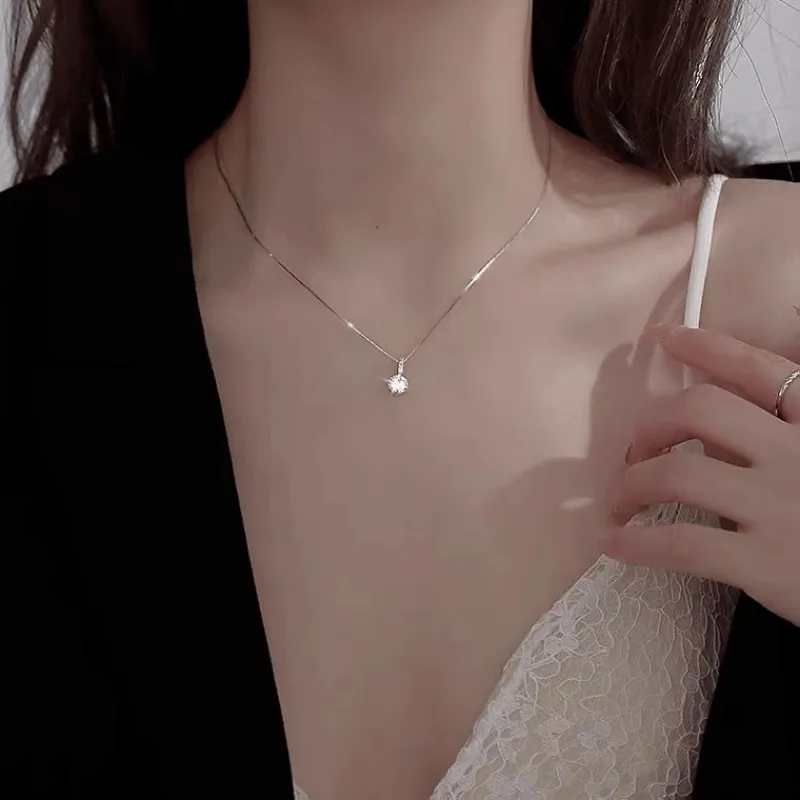 Sparkling Zircon Water Drop Pendant Necklace for Women