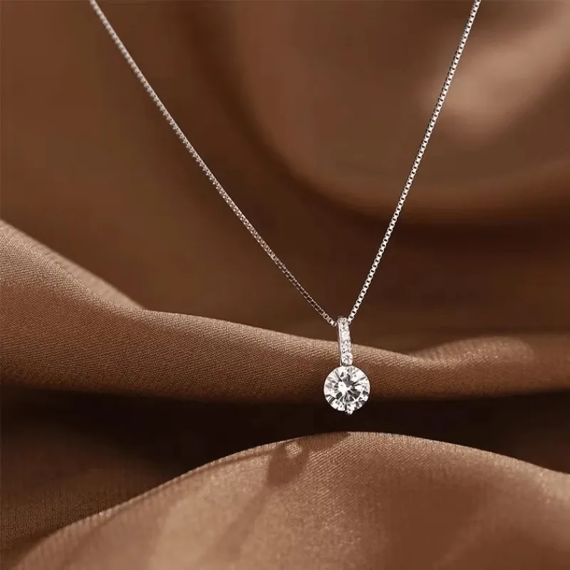Sparkling Zircon Water Drop Pendant Necklace for Women
