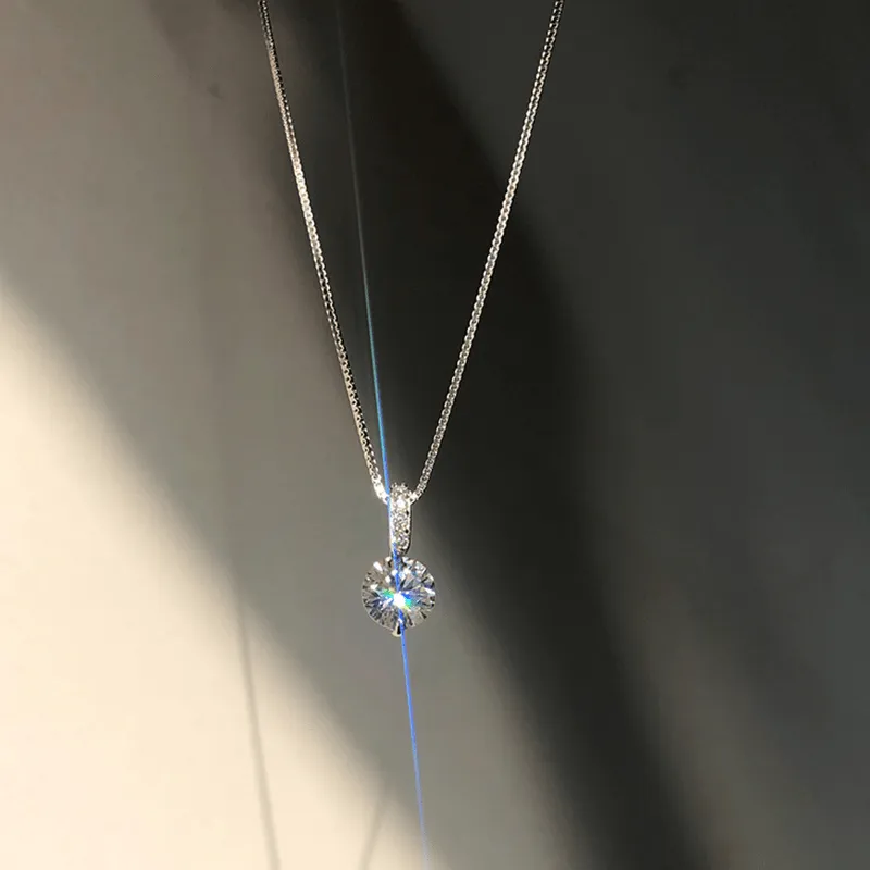 Sparkling Zircon Water Drop Pendant Necklace for Women